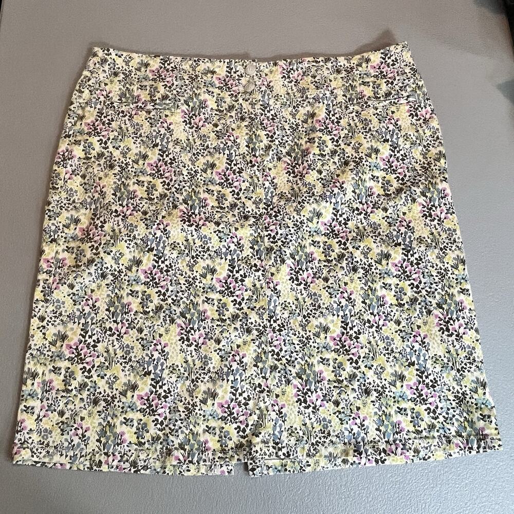 J Jill A-line Skirt Womens Size 12 Live-In Chino Floral botanical garden Print